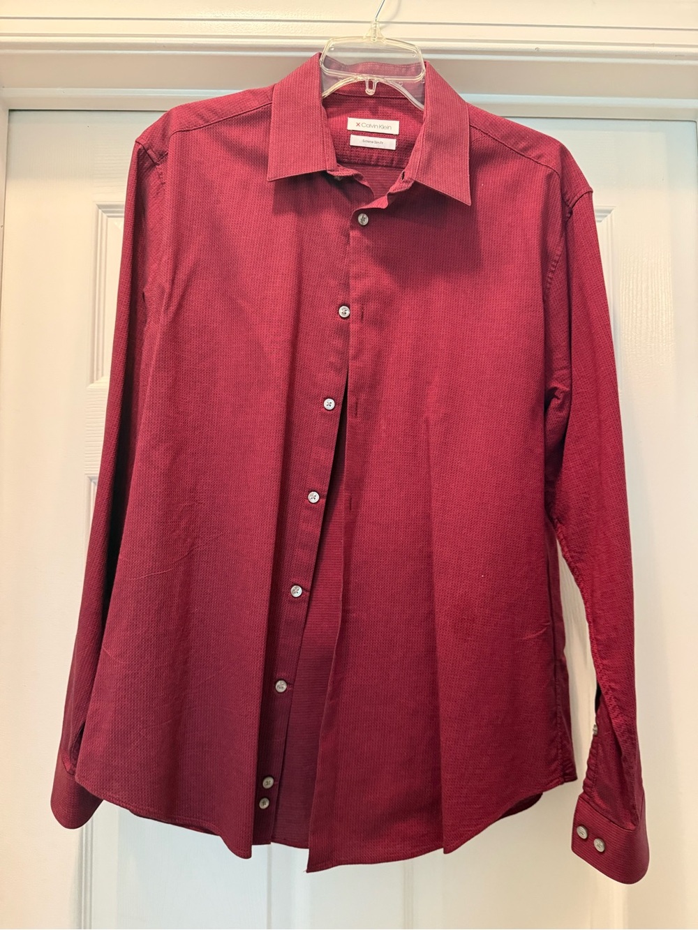 Calvin Klein Men’s Long-Sleeve Dress Shirt - Wine Red